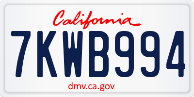 CA license plate 7KWB994