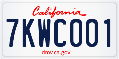 CA license plate 7KWC001
