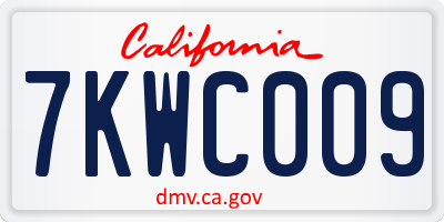 CA license plate 7KWC009