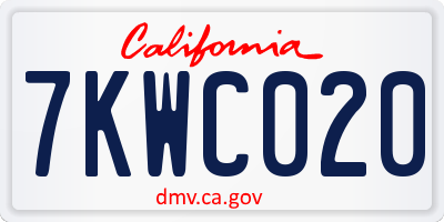 CA license plate 7KWC020