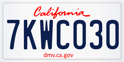 CA license plate 7KWC030