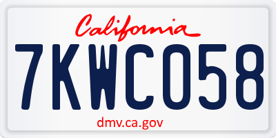 CA license plate 7KWC058