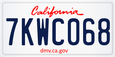 CA license plate 7KWC068