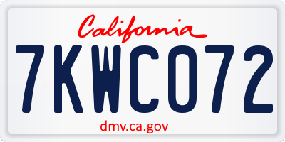 CA license plate 7KWC072