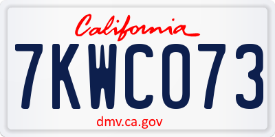 CA license plate 7KWC073