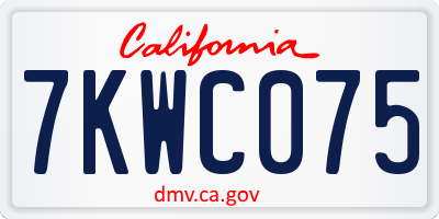 CA license plate 7KWC075