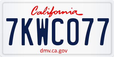 CA license plate 7KWC077