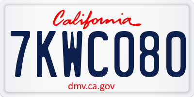 CA license plate 7KWC080