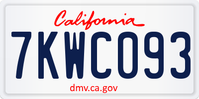 CA license plate 7KWC093