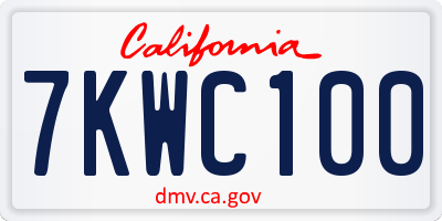 CA license plate 7KWC100