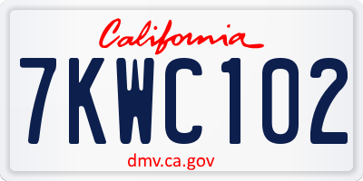 CA license plate 7KWC102