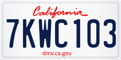 CA license plate 7KWC103