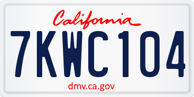 CA license plate 7KWC104