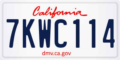 CA license plate 7KWC114