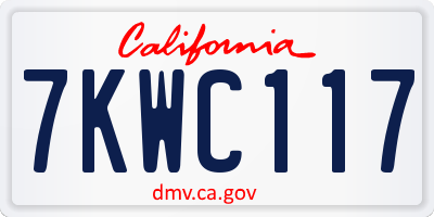 CA license plate 7KWC117