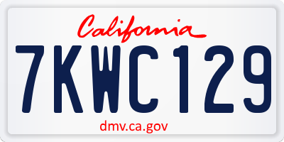 CA license plate 7KWC129