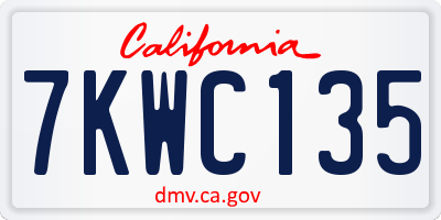 CA license plate 7KWC135