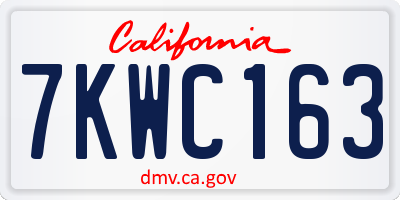 CA license plate 7KWC163