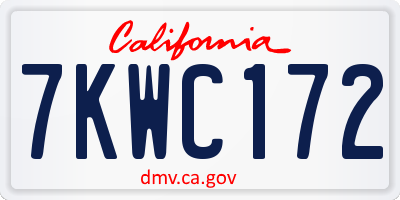 CA license plate 7KWC172