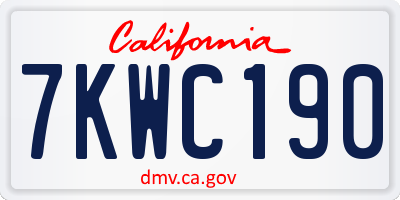 CA license plate 7KWC190