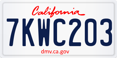 CA license plate 7KWC203
