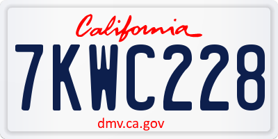 CA license plate 7KWC228