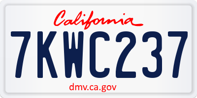 CA license plate 7KWC237