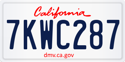 CA license plate 7KWC287