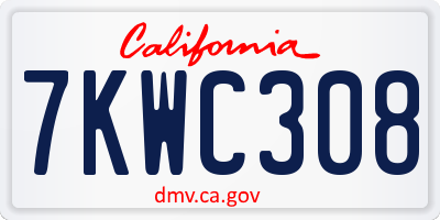 CA license plate 7KWC308