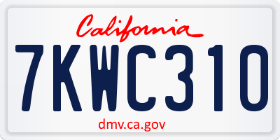 CA license plate 7KWC310