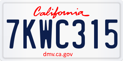 CA license plate 7KWC315