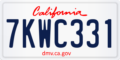 CA license plate 7KWC331