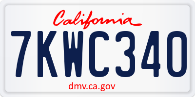 CA license plate 7KWC340