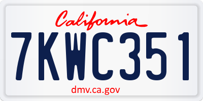 CA license plate 7KWC351
