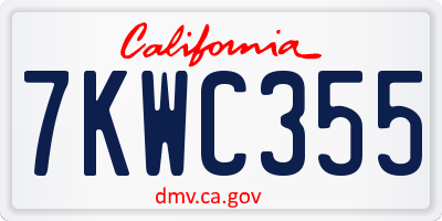 CA license plate 7KWC355
