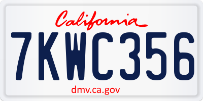 CA license plate 7KWC356