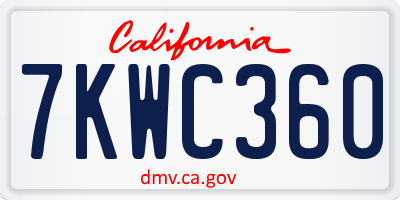 CA license plate 7KWC360