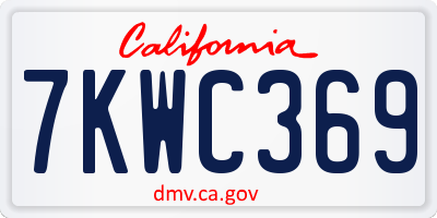 CA license plate 7KWC369
