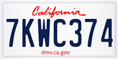 CA license plate 7KWC374