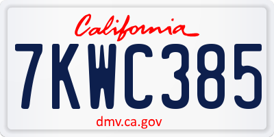 CA license plate 7KWC385