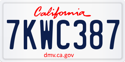 CA license plate 7KWC387