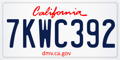 CA license plate 7KWC392