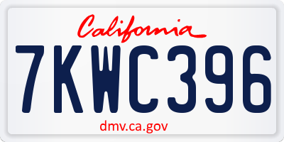 CA license plate 7KWC396