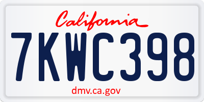 CA license plate 7KWC398