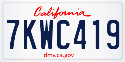 CA license plate 7KWC419