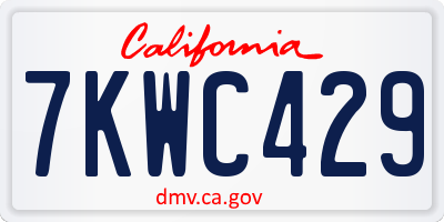CA license plate 7KWC429