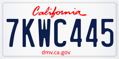 CA license plate 7KWC445