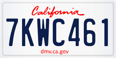 CA license plate 7KWC461
