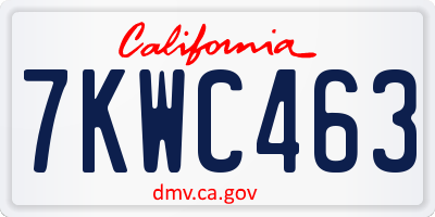 CA license plate 7KWC463
