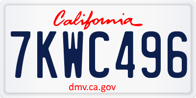 CA license plate 7KWC496